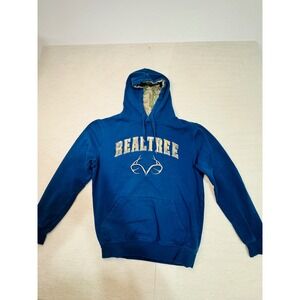 Realtree by Colosseum Mens Blue Camo Lined Logo Hoodie Sweatshirt Small